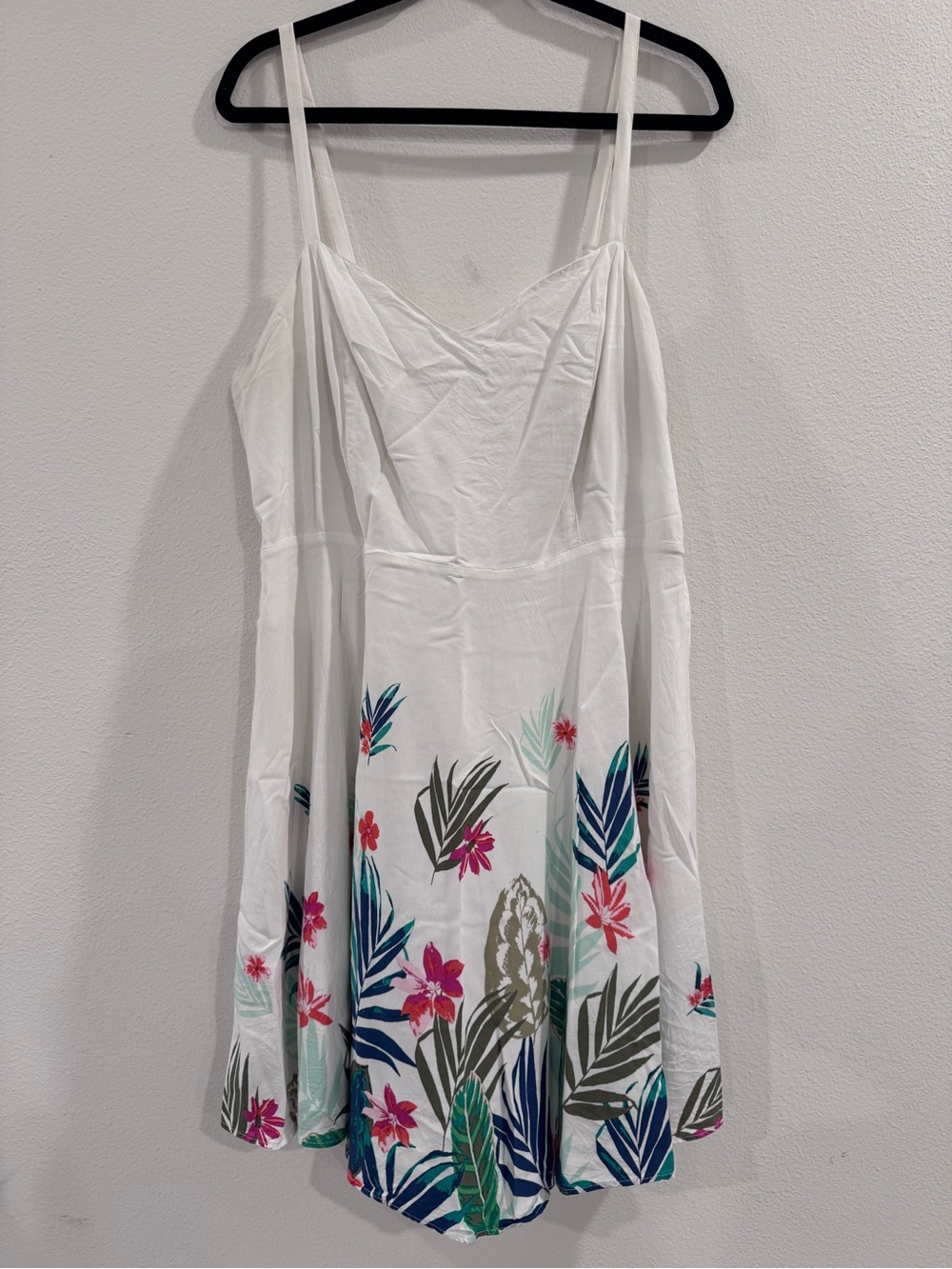 Old Navy White Tropical-Print Spaghetti Strap Mini Dress